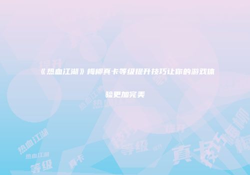 《热血江湖》梅柳真卡等级提升技巧让你的游戏体验更加完美