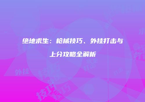 绝地求生：枪械技巧、外挂打击与上分攻略全解析