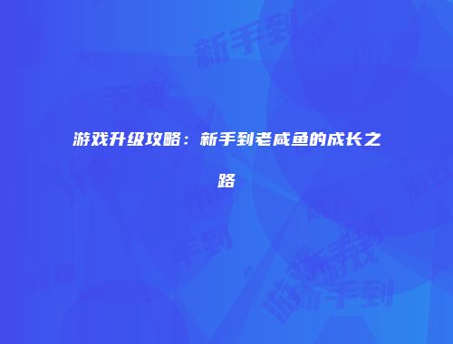 游戏升级攻略：新手到老咸鱼的成长之路