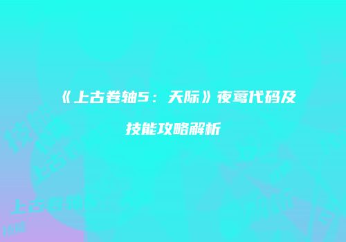 《上古卷轴5：天际》夜莺代码及技能攻略解析