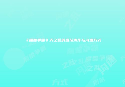 《魔兽争霸》天之乱的团队协作与沟通方式