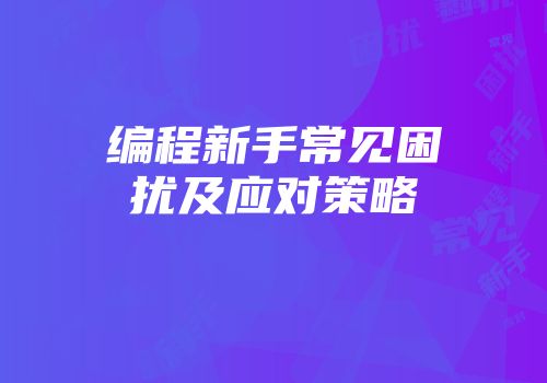 编程新手常见困扰及应对策略