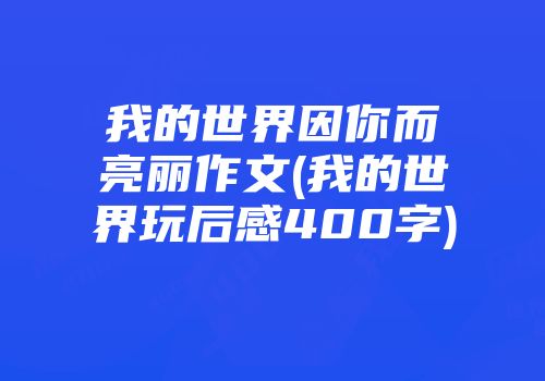 我的世界因你而亮丽作文(我的世界玩后感400字)