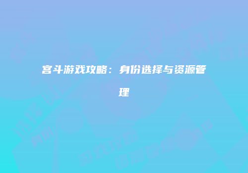 宫斗游戏攻略：身份选择与资源管理
