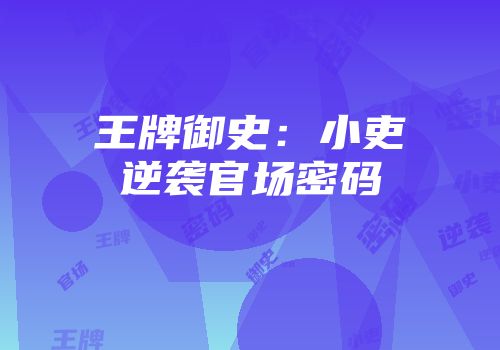 王牌御史：小吏逆袭官场密码