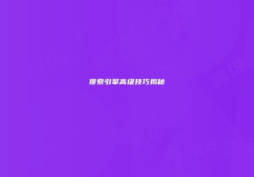 搜索引擎高级技巧揭秘