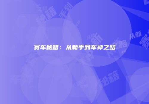 赛车秘籍：从新手到车神之路