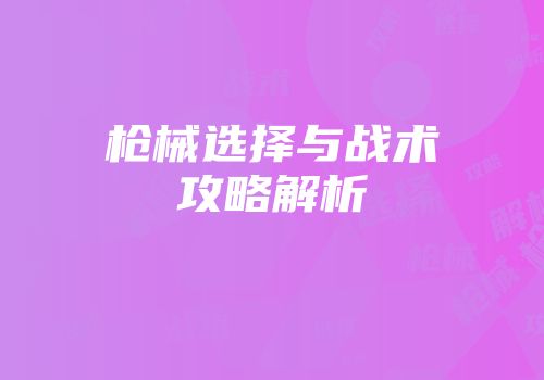 枪械选择与战术攻略解析