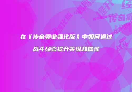 在《传奇霸业强化版》中如何通过战斗经验提升等级和属性
