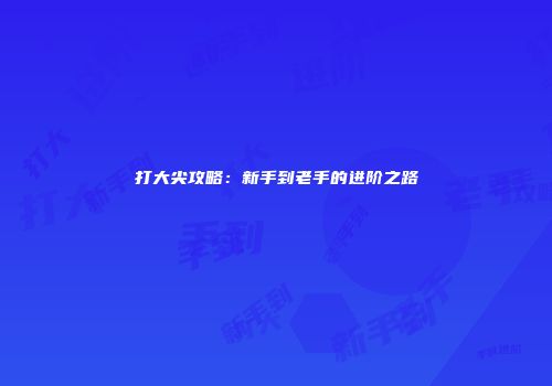打大尖攻略：新手到老手的进阶之路