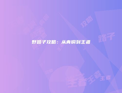 野路子攻略：从青铜到王者