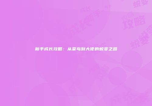 新手成长攻略：从菜鸟到大佬的蜕变之路