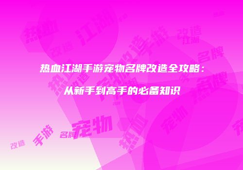 热血江湖手游宠物名牌改造全攻略：从新手到高手的必备知识