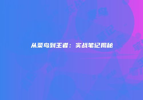 从菜鸟到王者：实战笔记揭秘