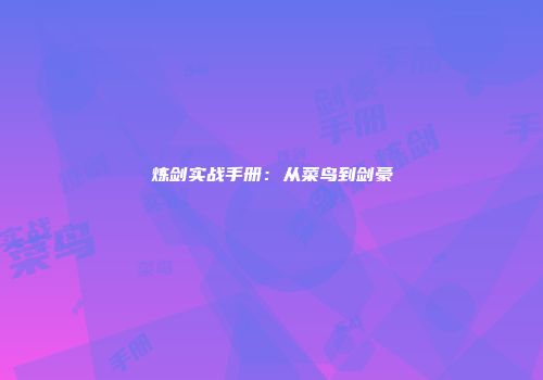 炼剑实战手册：从菜鸟到剑豪