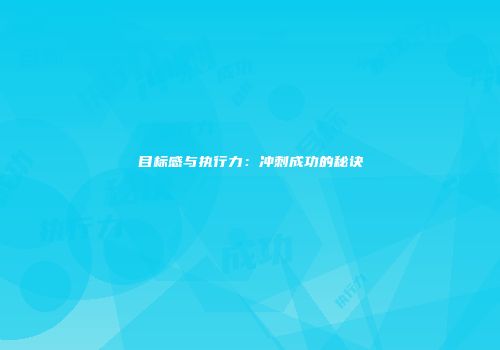 目标感与执行力：冲刺成功的秘诀
