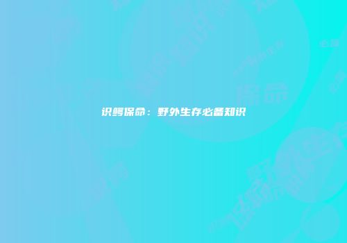 识鳄保命：野外生存必备知识