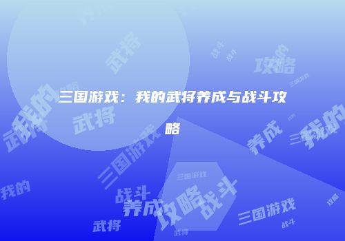 三国游戏：我的武将养成与战斗攻略