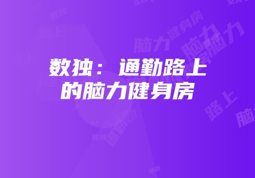 数独：通勤路上的脑力健身房