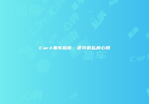 CarX集车指南：老司机私房心得
