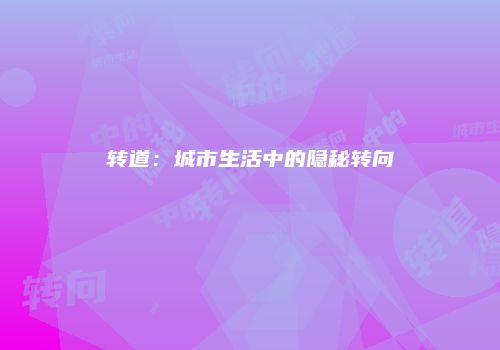 转道：城市生活中的隐秘转向
