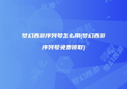 梦幻西游序列号怎么用(梦幻西游序列号免费领取)