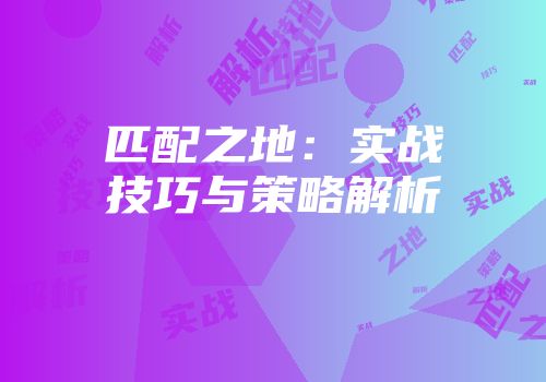 匹配之地：实战技巧与策略解析