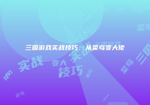 三国游戏实战技巧：从菜鸟变大佬