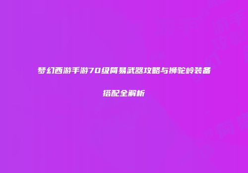 梦幻西游手游70级简易武器攻略与狮驼岭装备搭配全解析