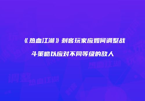 《热血江湖》刺客玩家应如何调整战斗策略以应对不同等级的敌人