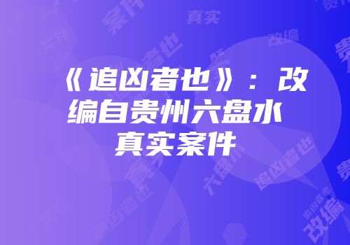 《追凶者也》：改编自贵州六盘水真实案件