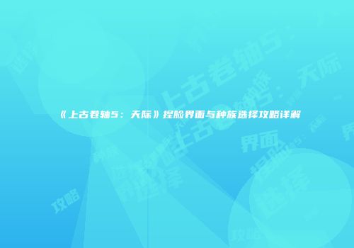 《上古卷轴5：天际》捏脸界面与种族选择攻略详解