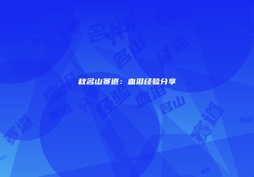 秋名山赛道：血泪经验分享