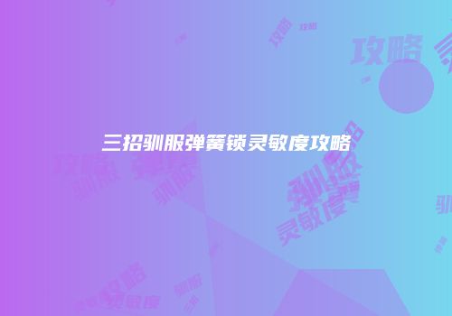 三招驯服弹簧锁灵敏度攻略