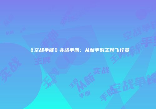 《空战争锋》实战手册：从新手到王牌飞行员