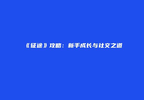 《征途》攻略：新手成长与社交之道