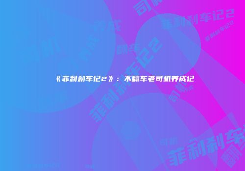 《菲利刹车记2》：不翻车老司机养成记
