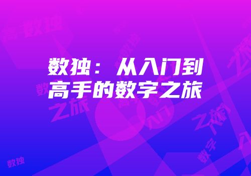 数独：从入门到高手的数字之旅