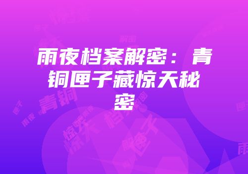 雨夜档案解密：青铜匣子藏惊天秘密