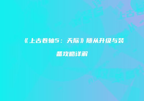 《上古卷轴5：天际》随从升级与装备攻略详解