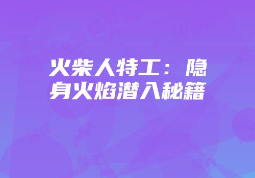 火柴人特工：隐身火焰潜入秘籍