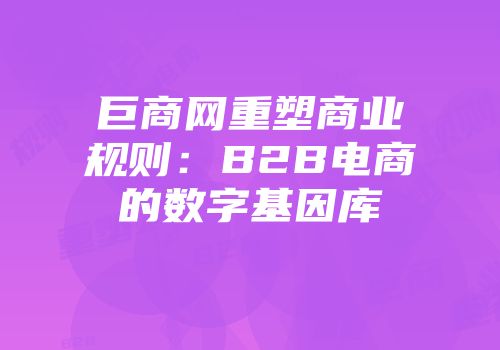 巨商网重塑商业规则：B2B电商的数字基因库