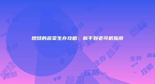 燃烧的蔬菜生存攻略：新手到老司机指南