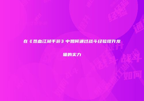 在《热血江湖手游》中如何通过战斗经验提升龙猫的实力