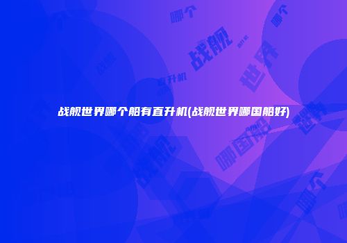 战舰世界哪个船有直升机(战舰世界哪国船好)