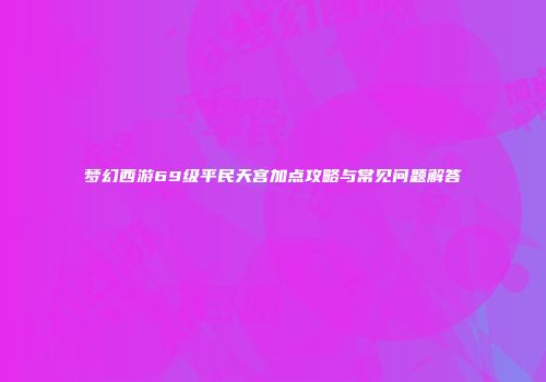梦幻西游69级平民天宫加点攻略与常见问题解答