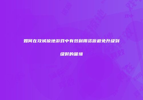 如何在攻城掠地游戏中有效利用资源避免升级到级时的困境