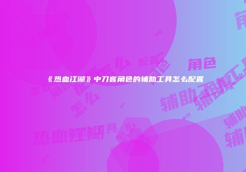 《热血江湖》中刀客角色的辅助工具怎么配置