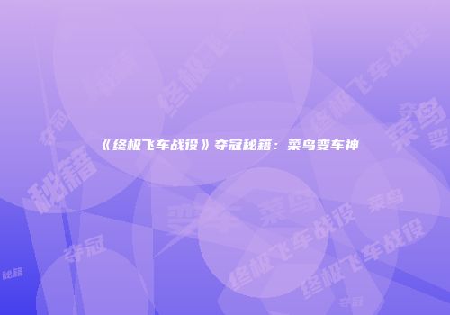 《终极飞车战役》夺冠秘籍：菜鸟变车神