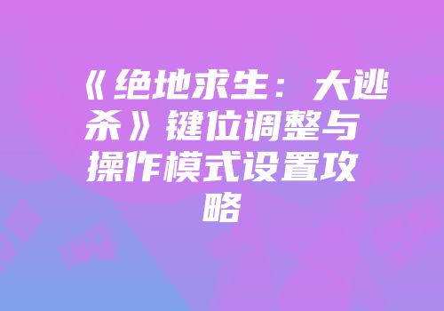《绝地求生：大逃杀》键位调整与操作模式设置攻略